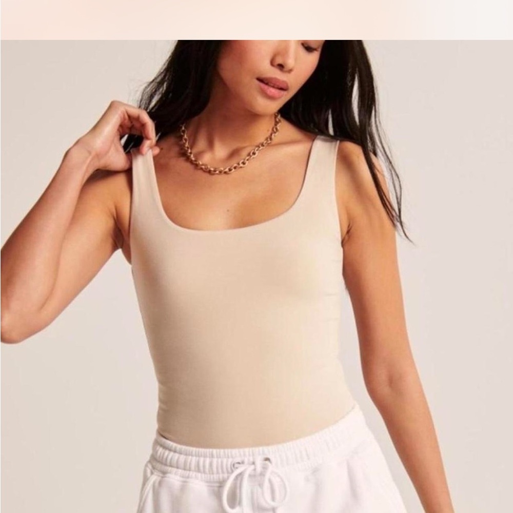 Abercrombie & Fitch Tan Sleeveless Fitted Bodysuit